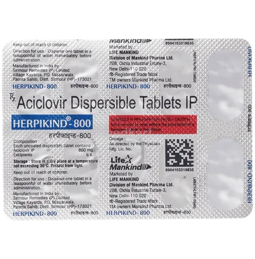 herpikind 800mg tablet 10's